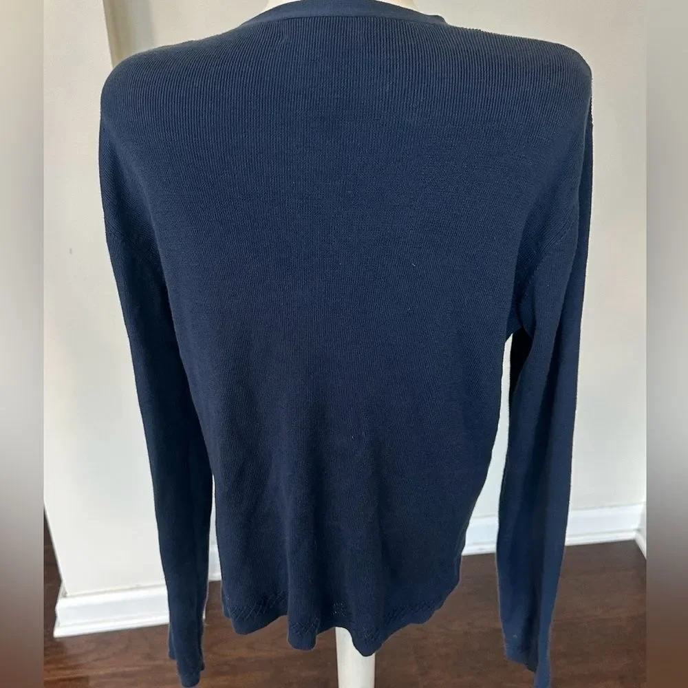 Lauren Ralph Lauren Blue Silk Blend Cardigan Sweater L